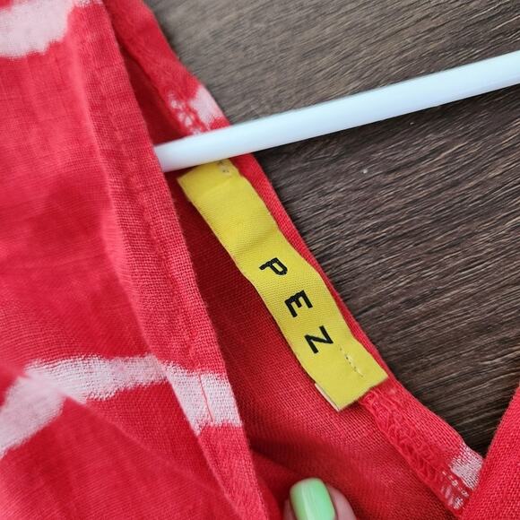 PEZ Linen Midi Tie Dye Dress OS Red‎ Resortwear Beach Coastal Vacation - Picture 7 of 8